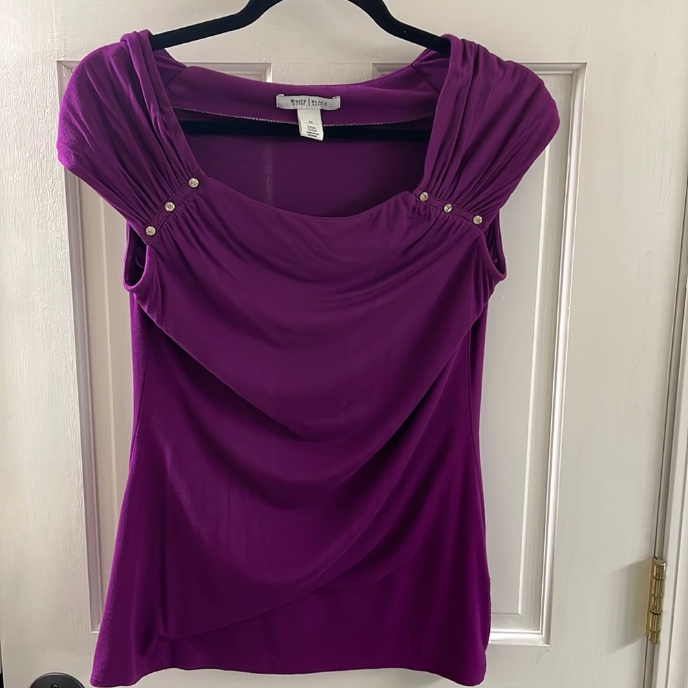WHBM Purple Embellished Top Size M